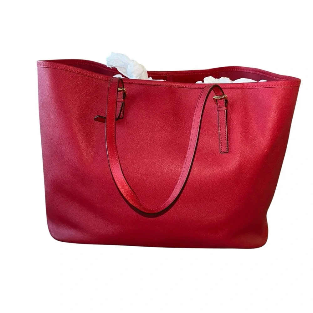 Michael Kors Scarlet Red Handbag with Gold Details Large Tote